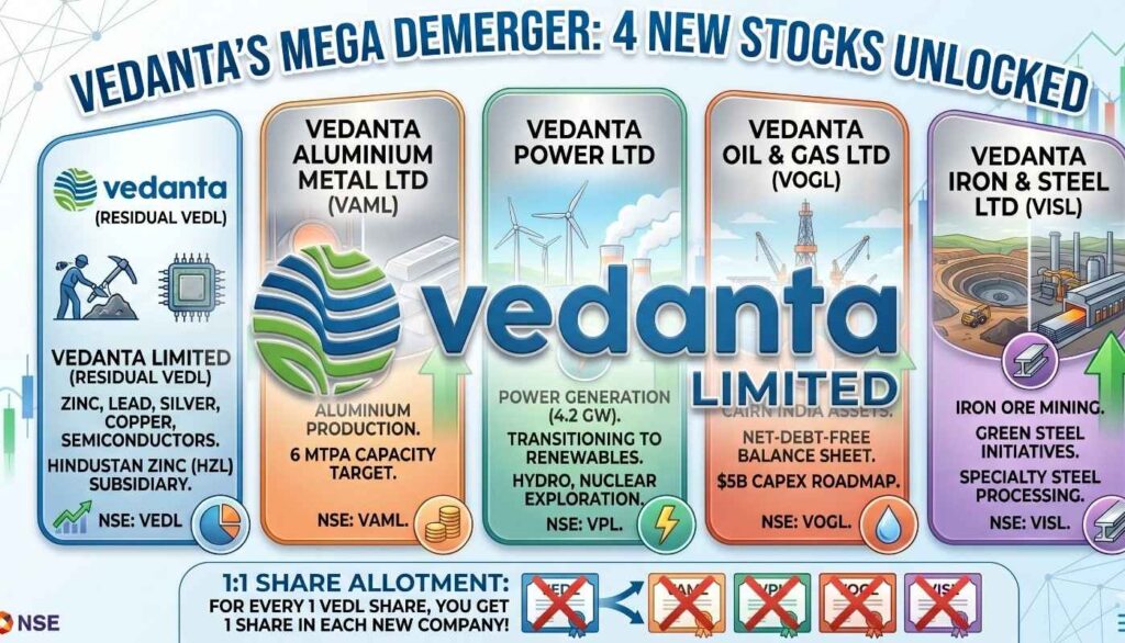 Vedanta Demerger: 4 New Stock Listings and Share Price Analysis